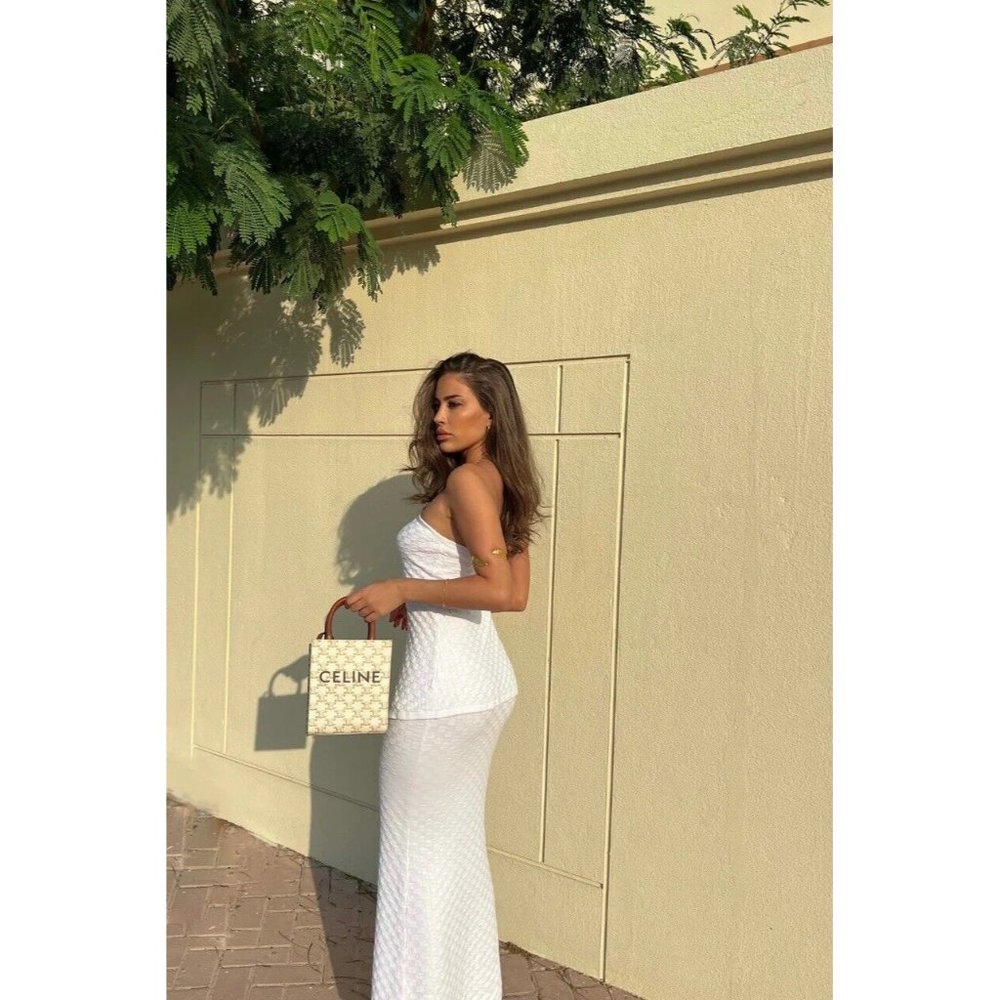 Runaway The Label Taya Maxi Skirt White Textured Jersey - Picture 6 of 7